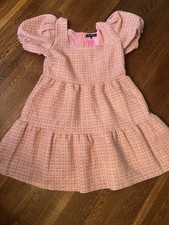 Simply Southern NWT Pink Tweed Short Puff Sleeve Layered Dress Size XL