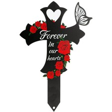 Decoraciones de cementerio JMZYJZH para tumba, tumba de hijo mamá papá 0,1 pulgadas, negro