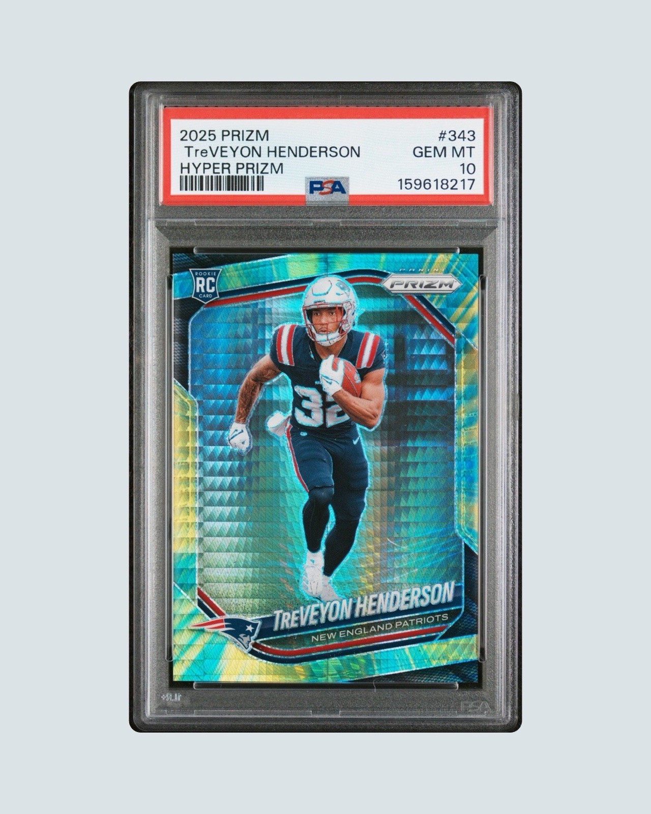 2025 PANINI PRIZM #343 TREVEYON HENDERSON HYPER PRIZM /200 [RC] PSA 10