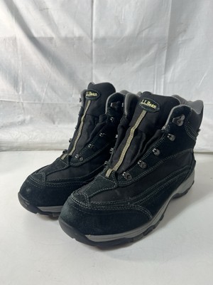 LL Bean  Sz 9.5 Winter Hiking Boots Tek 2.5 Black Suede Good Tread No laces.