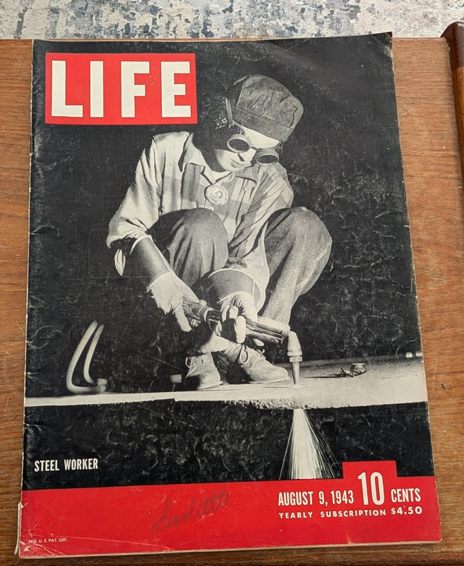 Life Magazine- Aug. 9, 1943-WWII, Steel Worker, Negro Division, Sicily-GREAT ADS
