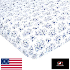 Hudson Baby Unisex Cotton Fitted Crib Sheet, Blue Toile, One Size