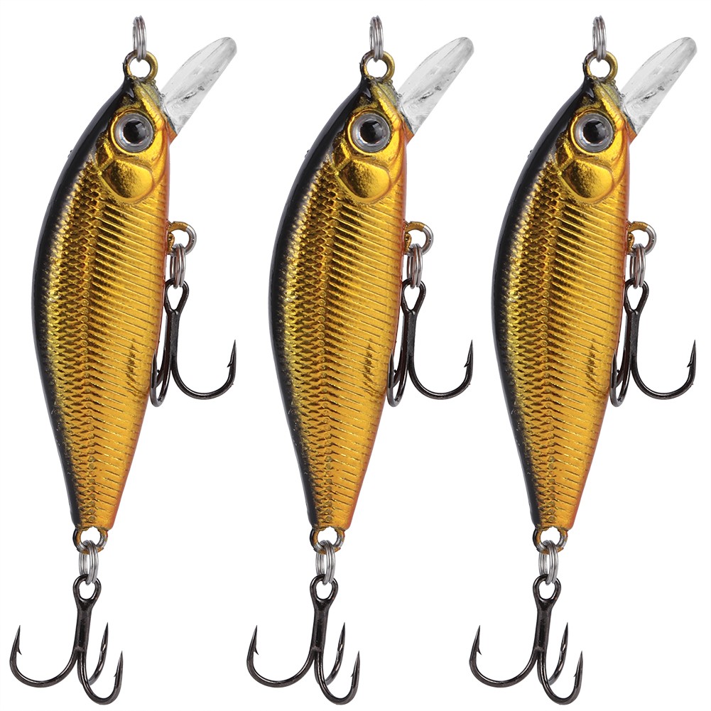 3PCS Double Hook Sinking Minnow Fishing Lure Lifelike Bait For Fishing Tackle