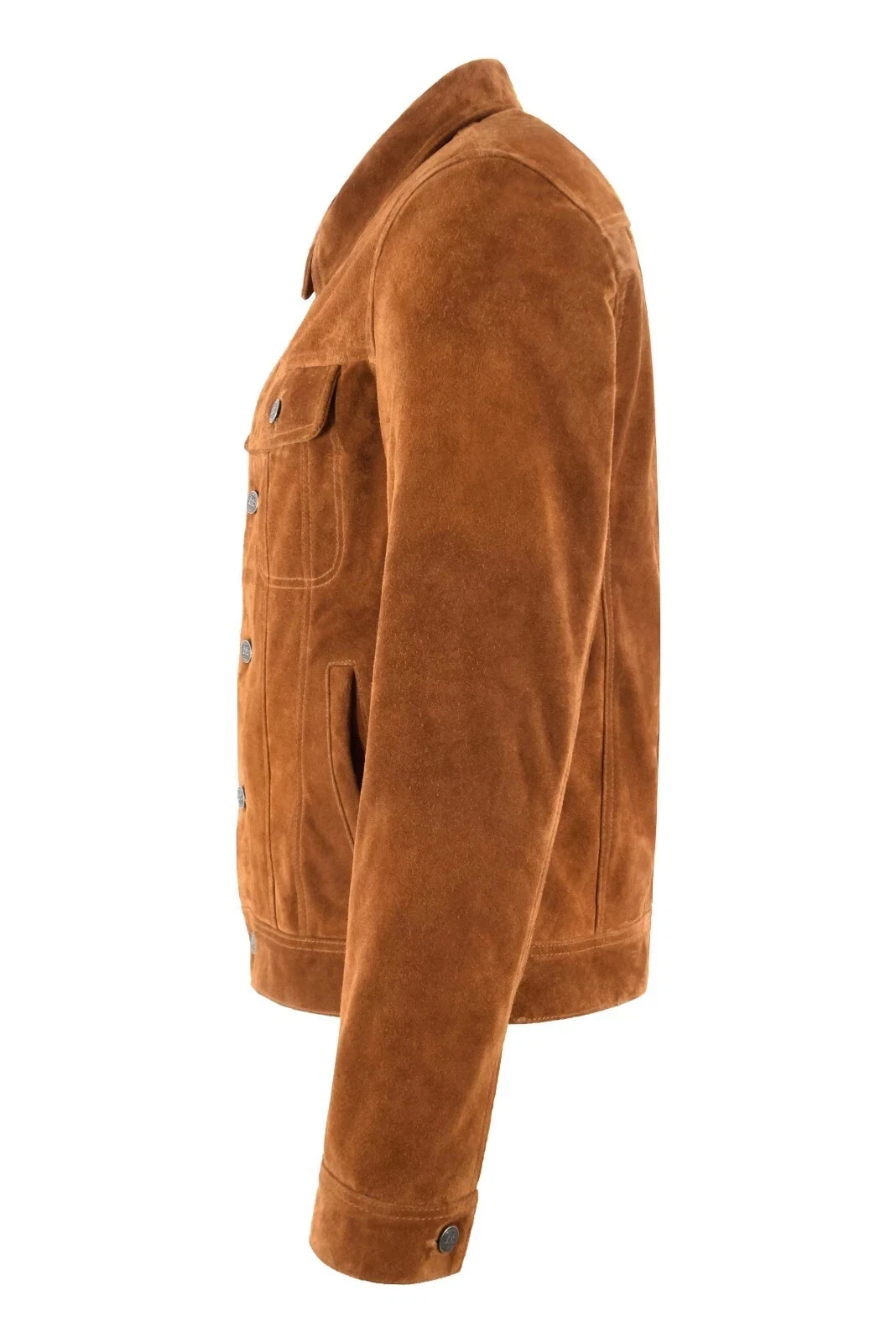 Men's TRUCKER Suede Leather Western Jacket Classic Denim Style Shirt Jacket 1280 - product detail image 3