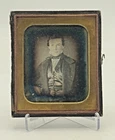 1840’s Daguerreotype of Well Dressed Handsome Man In  Half Union Case 6th Plate