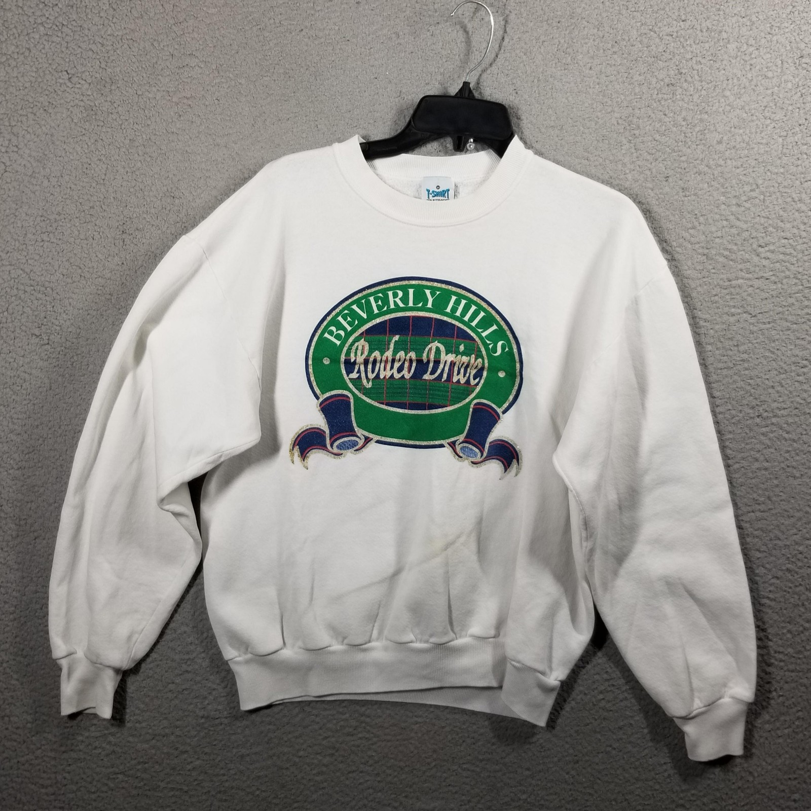 Vintage Beverly Hills Rodeo Drive Sweatshirt Mens Medium White Crewneck 90s USA