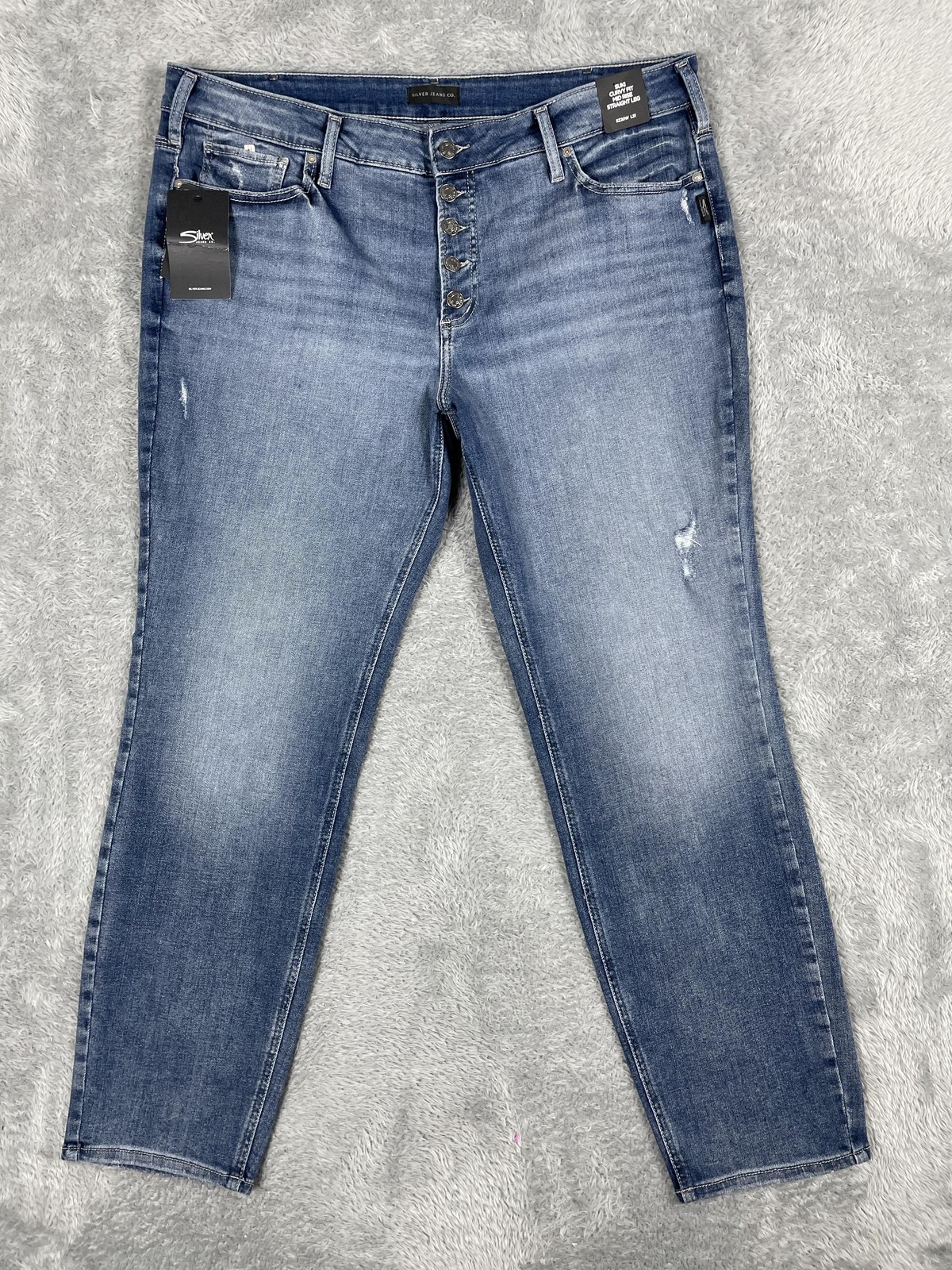 Silver Jeans Suki Straight Jeans Womens 20W Blue Mid Rise Stretch Button Fly