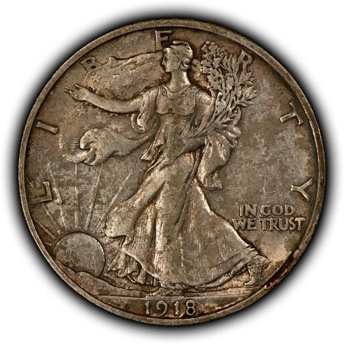 1918-D 50c Walking Liberty Silver Half Dollar - AU Semi Key Date - VIDEO - H3844