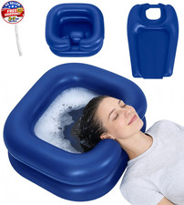 2-in-1 Inflatable Shampoo Basin with Bib  Drain Hose - Portable Hair Washing St