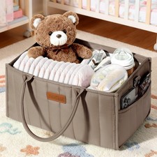 Baby Diaper Caddy Organizer, Portable Nursery Storage Basket with Compartment...
