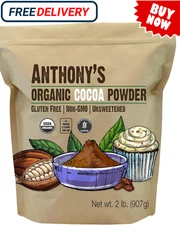 Anthony's Organic Cocoa Powder 2 lb - Gluten-Free Non-GMO Unsweetened Cacao