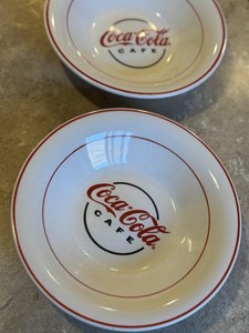 Set of 2 Coca Cola Café Gibson Bowls 9” Red Logo Promo