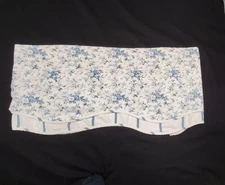 Waverly Blue and Off White Floral Valances Blue Layered Stripe Scalloped - READ
