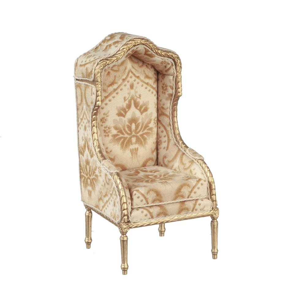 Dolls House Medieval Porter's Chair Hooded Gold JBM Hall Living Room Furniture - Image 1 of 1