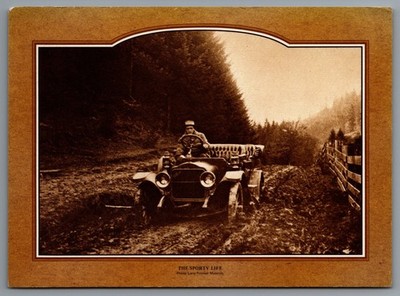 Vintage The Sporty Life Antique Car Sepia Postcard Lane Pioneer Museum
