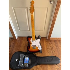 Donner Designer Series Semi-Hollow Telecaster-Style Guitar Sunburst w/ Bag
