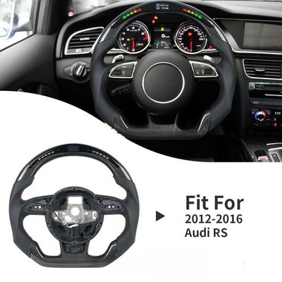 Carbon Fiber LED Steering Wheel Flat For Audi RS4 RS5 S3 S4 SQ5 A3 A4 A5 2012-16