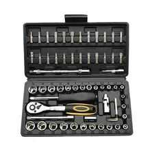 62pc Socket Wrench Set 1/4" Ratchet SAE & Metric 5/32"-9/16" 4mm/14mm Tools Bits