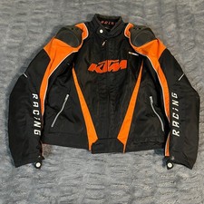 KTM Racing Motorcycle Jacket Black Orange Men's Size L Armour Padded