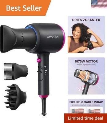 Ceramic Ionic Hair Dryer 1875W with 3 Attachments: Salon-Quality Results at Home