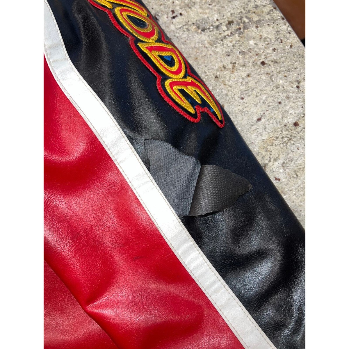 Y2K Japanese Barcode Cup Champion Racing Leather Jacket Size 2XL