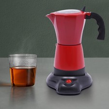 Caffettiera Elettrica Caffettiera Espresso 6 Tazze Moka Pentola Rossa con Base 13oz