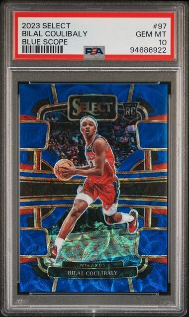 2023-24 Panini Select Bilal Coulibaly #97 RC Rookie Blue Scope Prizm /249 PSA 10