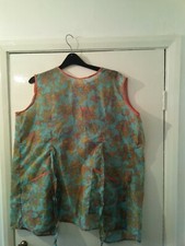 Ladies Vintage Rustly Nylon Overall 1960s style Pinny Green + Floral Pattern  