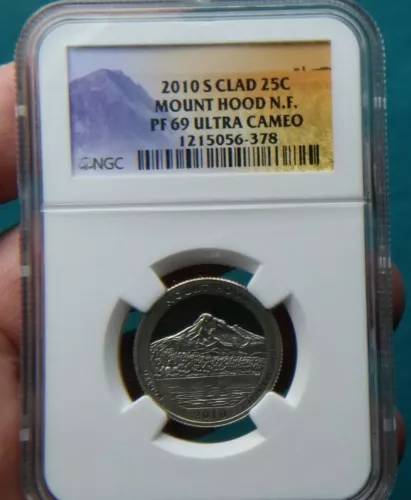 2010 S NGC PF69 Clad Mount Hood N.E. Quarter Ultra Cameo #5461