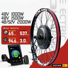 48V 52V 1000W 1500W 2000W MTB E-bike Front Rear Hub Motor Wheel Conversion Kit