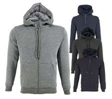Image of Mens Zip Up Hoodie Plain Hoody Fleece Pullover Zipper Sweatshirt Top Warm Hooded
