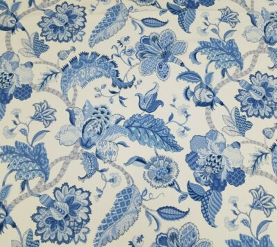 Arabesque in Marina BTY 54'' Wide P Kaufmann 100% Cotton Duck Floral Jacobean