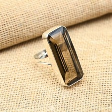 Smoky Topaz Gemstone Handmade 925 Sterling Silver Ring Jewelry