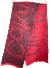 Calvin Klein Womens Logo Long Hot Red Scarf  1850B  13"W-74"L
