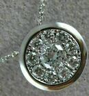 Gold Round Cluster Bezel Solitaire Pendant Estate Large .33Ct Diamond 14Kt White