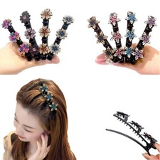 Sparkling Crystal Stone Braided Hair Clips, Double Bangs Hair Clips Braided Hai