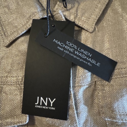 Giacca stile camionista/denim Jones New York grigio argento lino metallizzato. Tg. M. Nuovo con etichetta - Foto 15 di 18