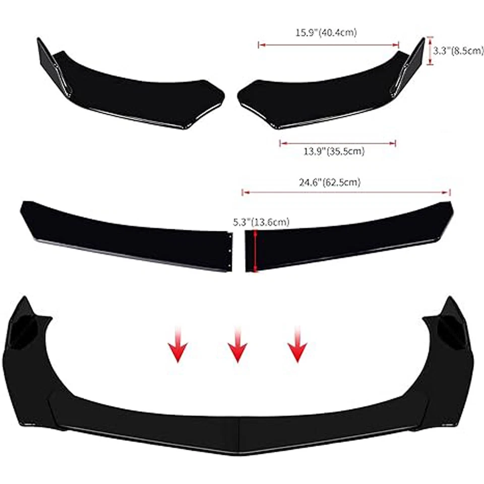 Front Bumper Lip Spoiler Splitter Car Body Rear For Acura TSX Glossy Black - Image 4 of 4
