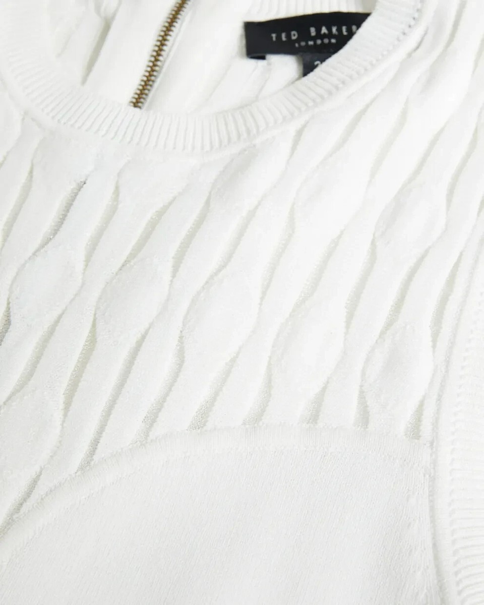 Ted Baker White Polyan Stitch Detailed Bodycon Dress Size 2