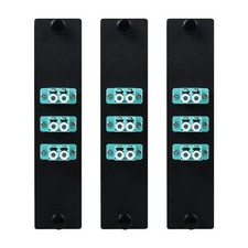OM3 Multimode Patch Panel 6 Fibers 3x LC UPC Duplex Adapters LGX 3-Piece Set