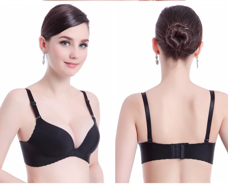 Sujetador de lactancia sin costuras push-up profundo en V espalda ancha saludable hermoso sujetador de nailon 32-38C Foto 3 de 4