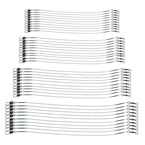 40x Stainless Steel Fishing Trace Lures Leader Swivel Wire Rope 15/20/25/30Green