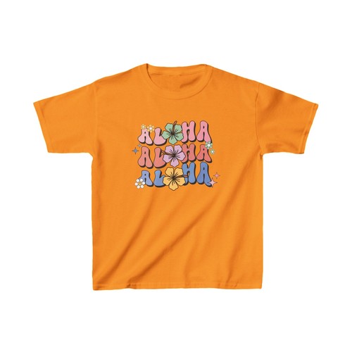 Aloha Kids Youth Tee Retro Floral Hawaiian Flowers 70s 80s Beach Trendy T-Shirt - Picture 10 of 33