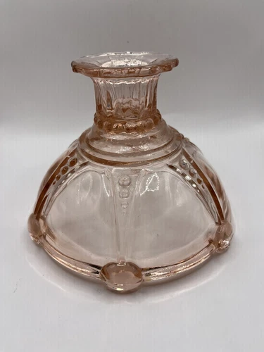 Vintage Pink Candlestick Depression Glass Oyster And Pearl Candle Holder