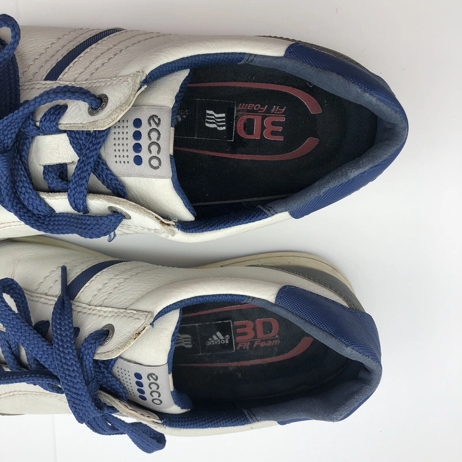 Scarpe Ecco Street Retro 42 uomo taglia 8 8 5 bianco blu senza punte golf tacchetti sneakers