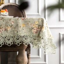 Country Garden Rectangle Embroidered Floral Tablecloth Dining Table Cover