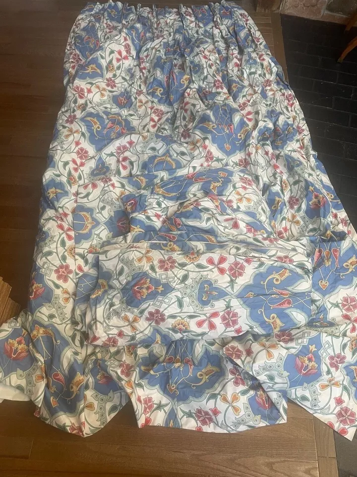 Custom Brunschwig Fabric pair of drapes, heavy excellent quality EUC - Image 2 of 4