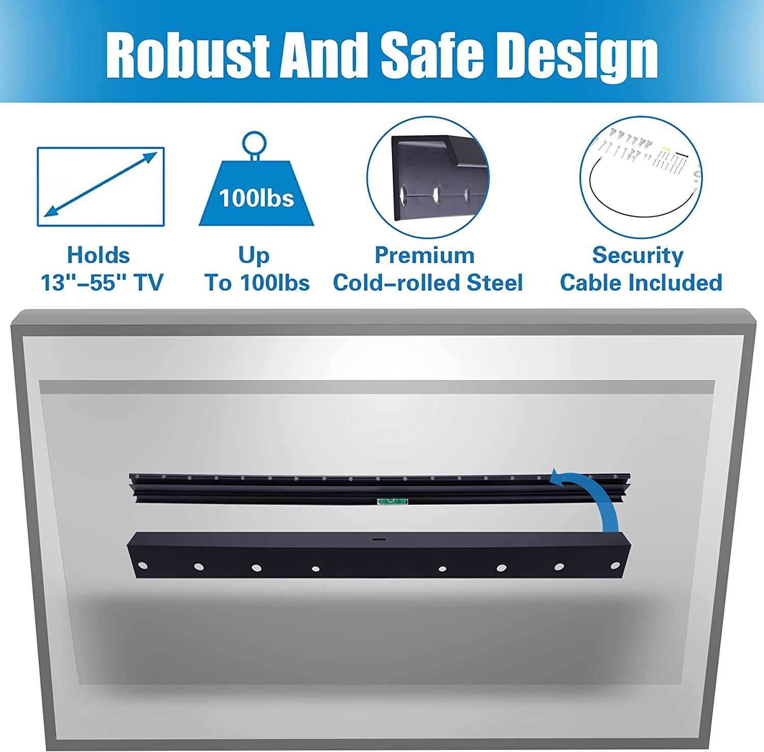 No Stud Drywall TV Mount for 1355 inch TVs, Studless TV Wall Bracket