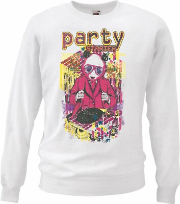 Sweatshirt PARTY STARTER DJ PANDABÄR MIT SONNENBRILLE PLATTENSPIELER