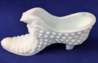 Vintage Fenton Hobnail White Milk Glass Cat Head Shoe / Slipper (pre 1970) #3995